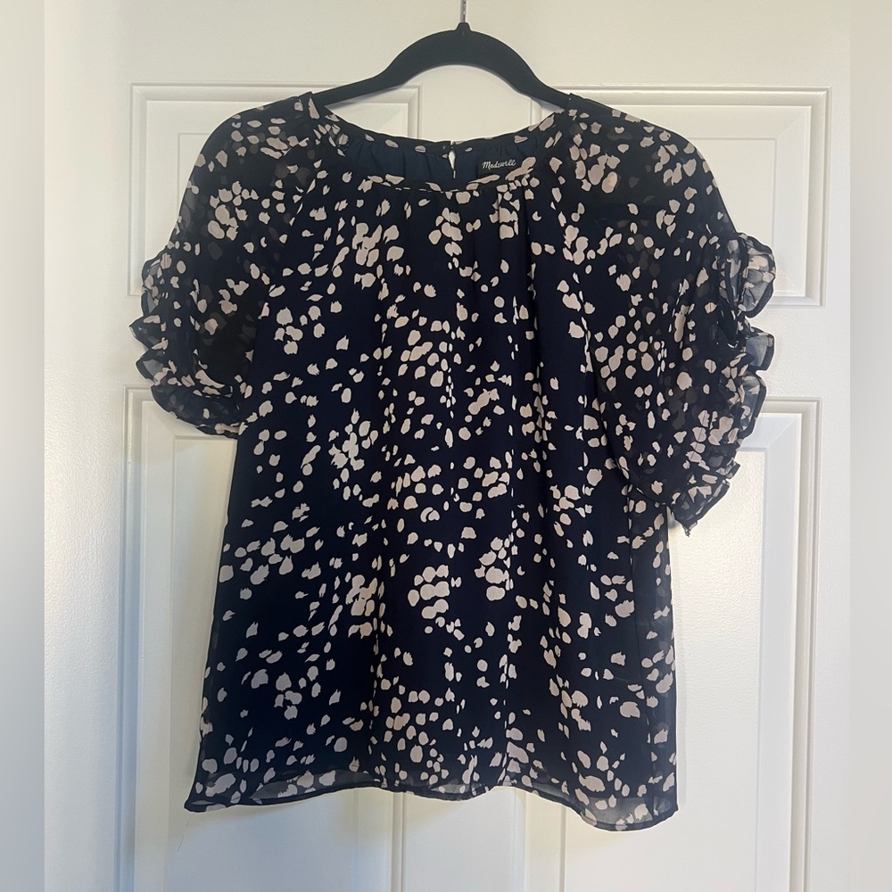 Madewell Elegant Navy and White Women's Top - S